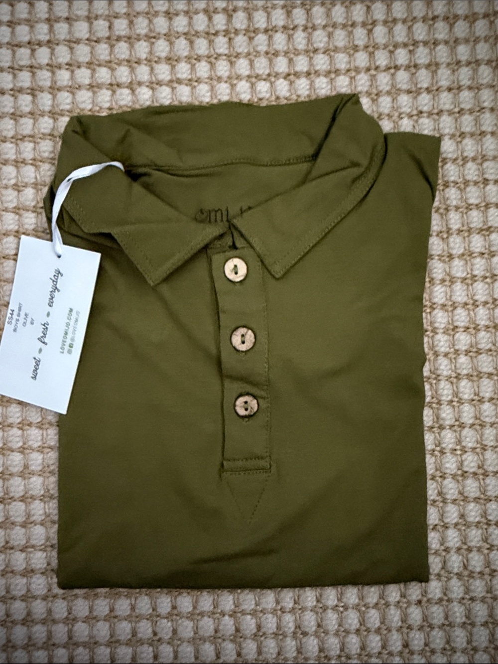Omi Jo Olive Green Polo Shirt with Button Placket